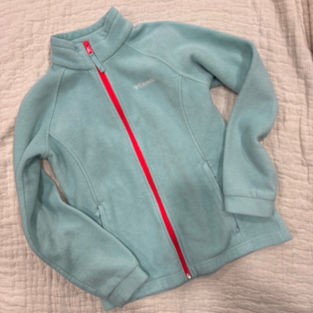 Columbia Light Blue‎ Fleece Jacket with Red Zipper